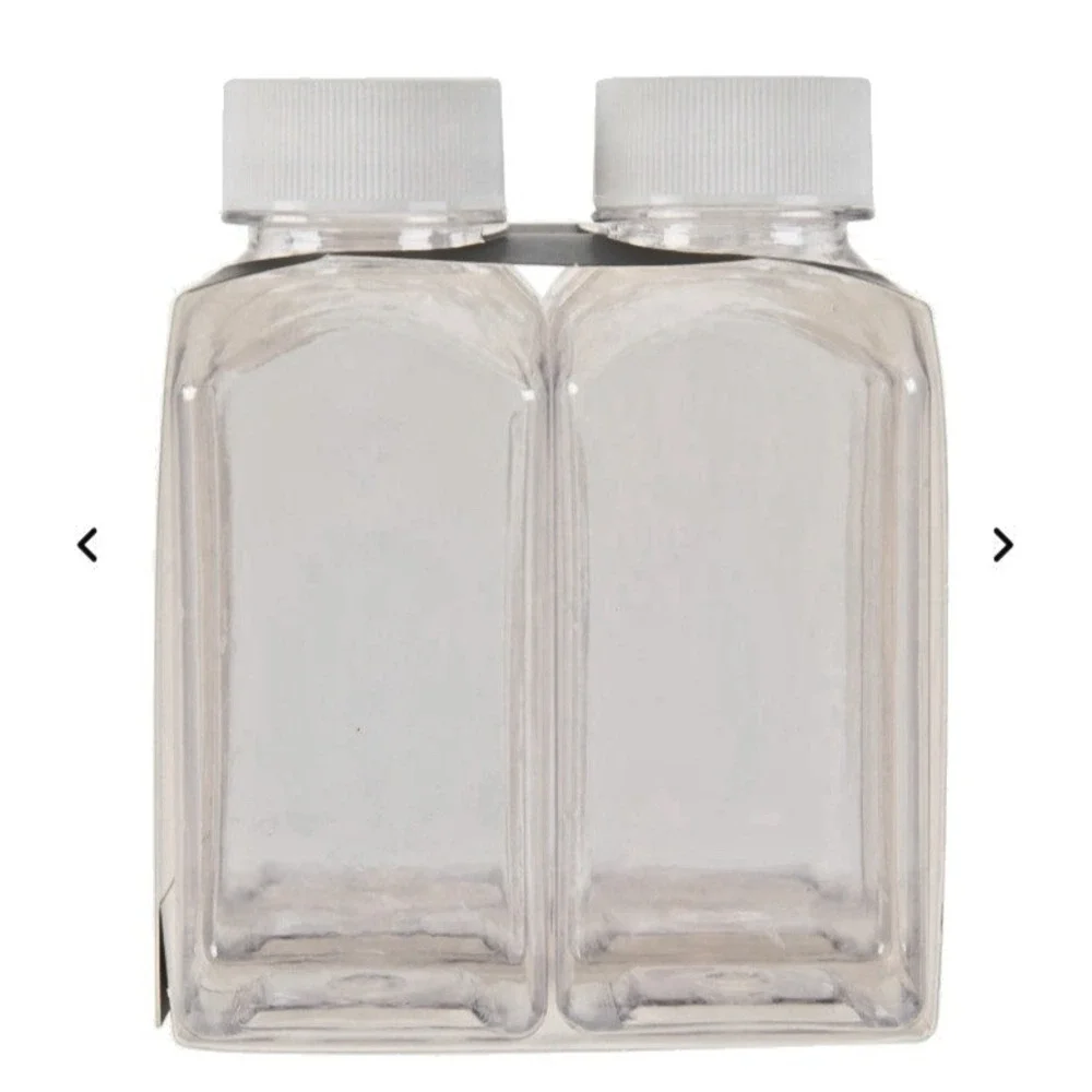 6 Pack - Clear Empty Reusable Plastic Juice Bottles with Tamper Caps 8 Oz.